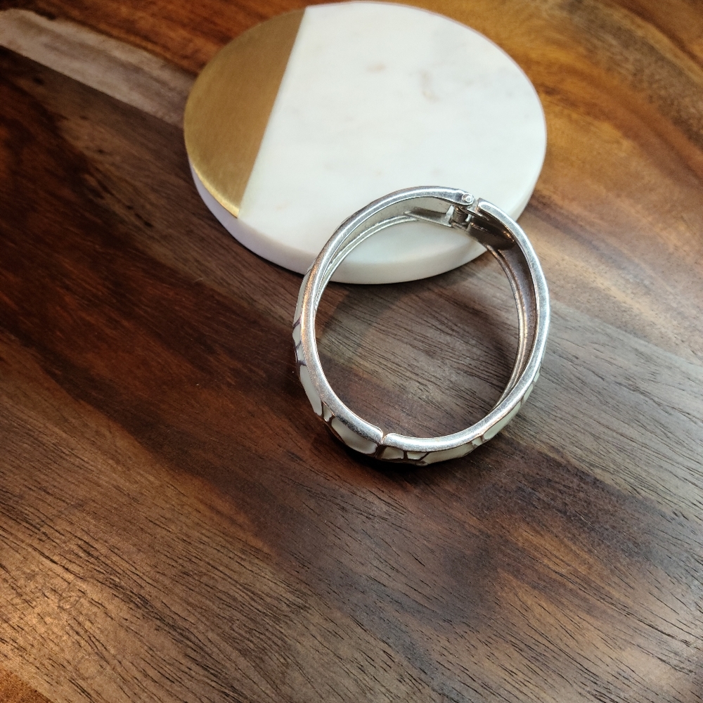 Turquoise and silver bangle bracelet